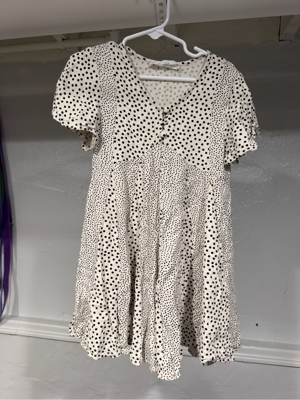 Zara Cream Dress with Black Polka Dots